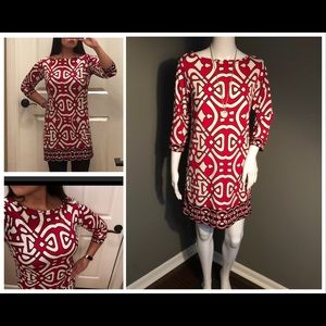 DONATED print shift dress- mini **see note @ size!